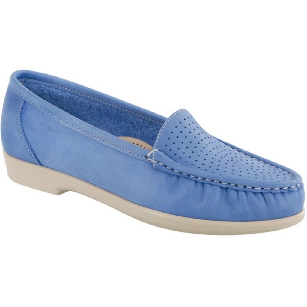 Sas Savvy Blue Nubuck Suede Leather Slip On Comfort Orthotic Penny Loafers 8.5